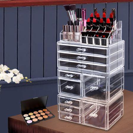 10 Drawers Clear Acrylic Boxes Cosmetic Makeup Organizer Jewellery Storage Box