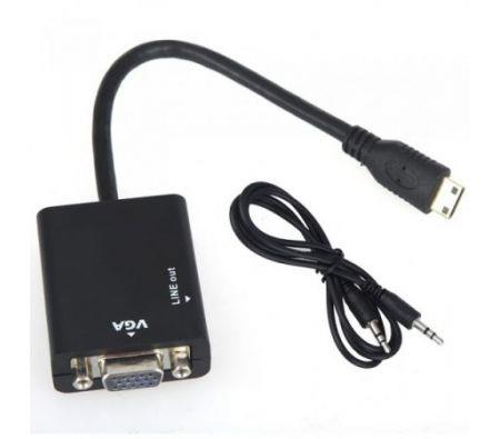 1080P Mini HDMI Male to VGA Female Cable Video Converter Adapter HD Conversion Cable with Audio Output