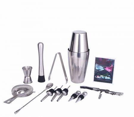 12 Pcs Bartender Kit Cocktail 600ml/800ml Boston Shaker Set with Stand, Muddler, Jigger, Strainer