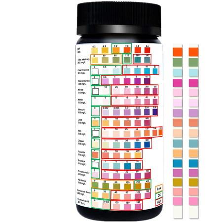 16 in 1 Pool Spa Tap Drinking Water Test Kit 50pcs Test Strips with Hardness, PH, Mercury, Lead, Iron, Copper, Chlorine, Chromium/Cr, Cyanuric Acid