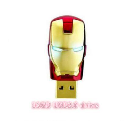 16GBNew Iron Man Model USB 2.0 Memory Stick Flash Drive Blue Light Eye