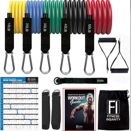 17pcs Resistance Bands Set with Handle 150lb Home Gym Workout Bands Stackable