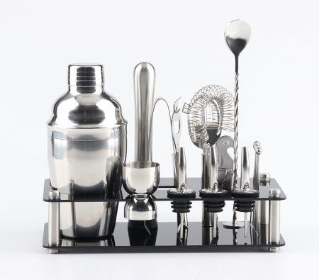 18 Pcs Bartender Kit Cocktail 550ML Shaker Set with Stand, Muddler, Jigger, Strainer