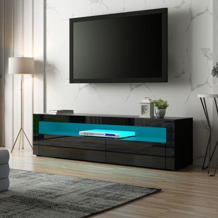 2 Doors TV Stand Shelf Home Entertainment Unit Television Cabinet RGB light