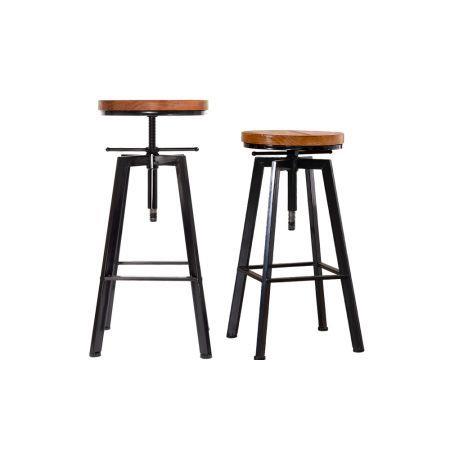 2 x Vintage Retro Industrial Swivel Bar Stool