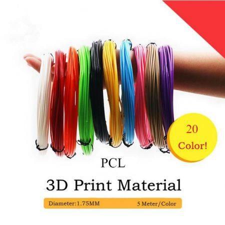 20 Color 5M/Pcs PCL  1.75mm 3D Printer Filament For Low Temperature X4 3D Pen