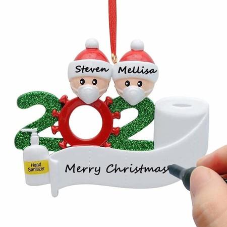 2020 Christmas Tree Hanging Ornament Kit Personalized 2 Family Members Names Decoration