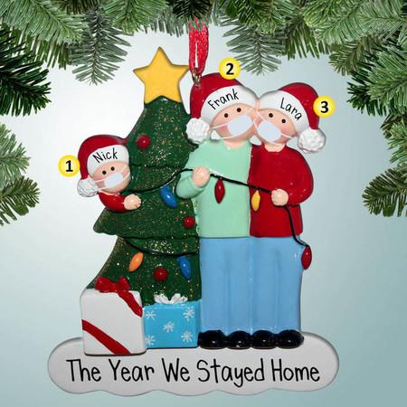 2020 Christmas Tree Hanging Resin Ornament Personalized 3 Family Members Names SIZE 7*10CM