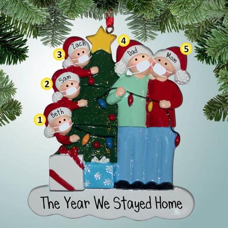 2020 Christmas Tree Hanging Resin Ornament Personalized 5 Family Members Names SIZE 7*10CM