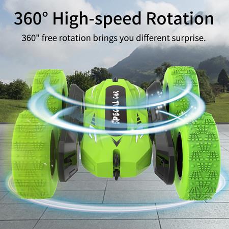 2021 New RC Car Double Side RC Stunt Cars 360 Reversal Dual Batteries Col.Green