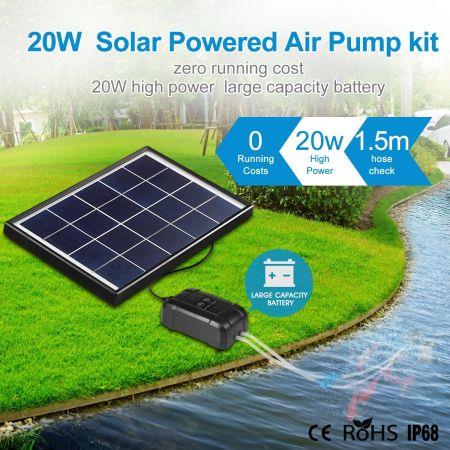20W Solar Powered Panel Air Oxygenator Pump for Fish Pond Outdoor Pool