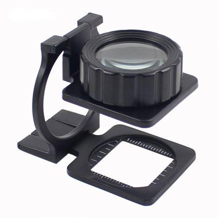 20X Metal Jewelry Portable Folding Cloth Magnifier with Reading Scale