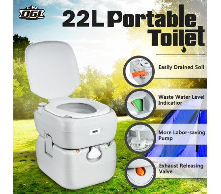 22L Portable Toilet Outdoor Camping Caravan Marine Motorhome RV Potty - Grey