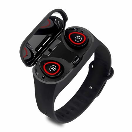 2in1 Smart Bracelet TWS Wireless Bluetooth Headset   Heart Rate Blood Pressure Fitness Tracker col.black