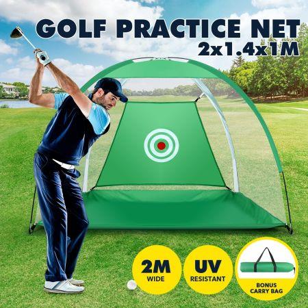 2M Golf Practice Net Hitting Chipping Training Aid Cage for Home Backyard Green