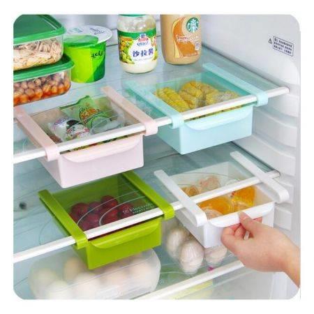 2pcs Fridge Storage Rack Layer Partition Holder Container Storage Box Green