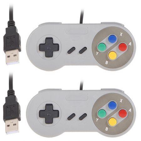2Pcs Game Controller for Super SNES USB Classic Gamepad