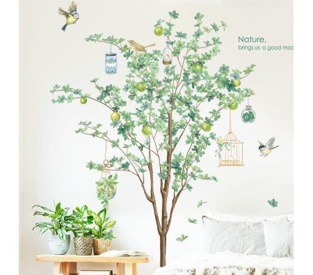 2PCS Self-Adhesive Plant Wall Murals ,DIY Wall Stickers with Green Trees 90x60cm