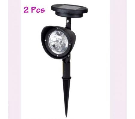2Pcs Solar Lawn Light Solar Spot Light 3 LED Bulbs for Garden