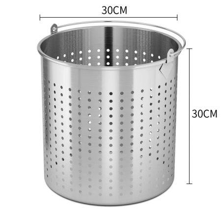 2X 21L 18/10 Stainless Steel Perforated Stockpot Basket Pasta Strainer with Handle