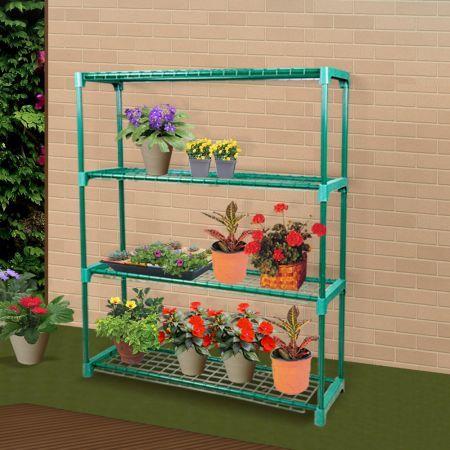 2x 4 Tier Plant Shelve Garden Greenhouse Steel Storage Shelving Frame Stand Rack