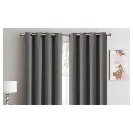 2x Blockout Curtains Panels 3 Layers Eyelet Room Darkening 140x230cm Charcoal