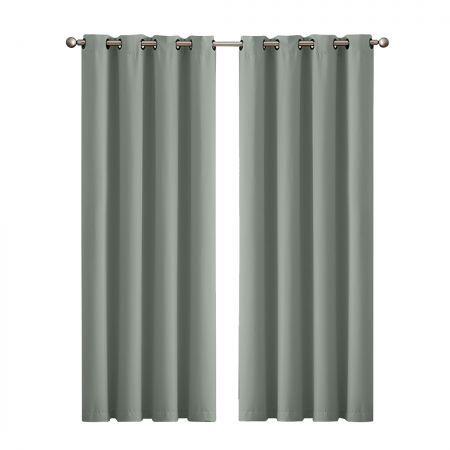 2x Blockout Curtains Panels 3 Layers Eyelet Room Darkening 140x230cm Grey