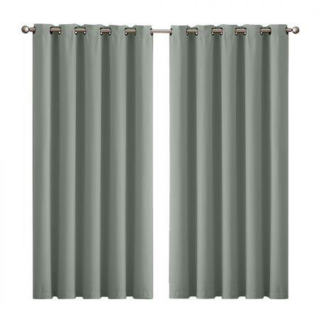 2x Blockout Curtains Panels 3 Layers Eyelet Room Darkening 180x230cm Grey