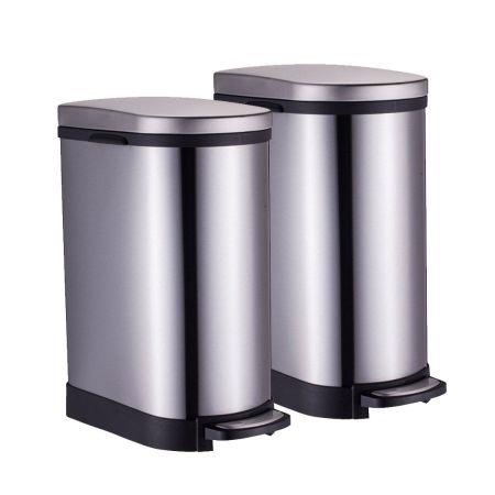 2X Foot Pedal Stainless Steel Rubbish Recycling Garbage Waste Trash Bin 10L U
