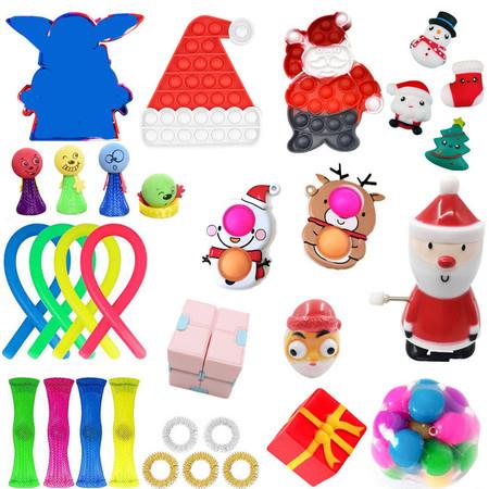 31pcs Fidget Toys SetStress Relief Anti-Anxiety Toys Assortment Christmas Santa Pop Bubbles Toy