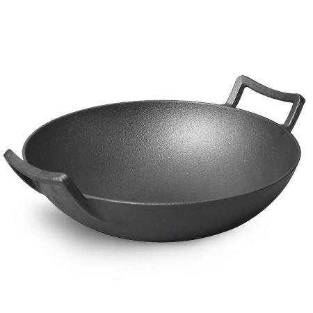 32cm Commercial Cast Iron Wok FryPan Fry Pan with Double Handle