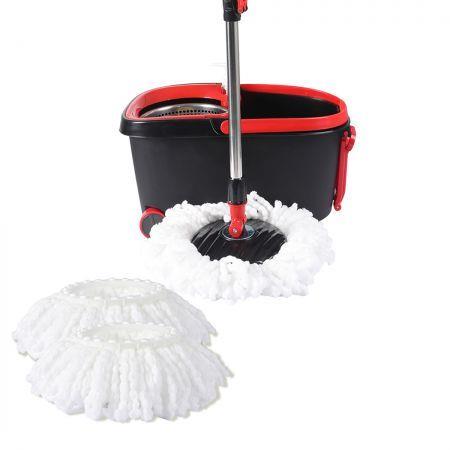 360� Spin Mop Bucket Set Spinning Stainless Steel Rotating Wet Dry  Black