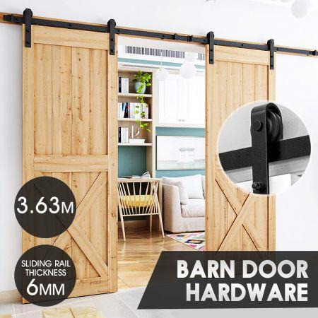 3.63m Carbon Steel Double Sliding Barn Door Hardware Track Set