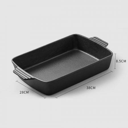 38cm Cast Iron Rectangle Bread Cake Baking Dish Lasagna Roasting Pan