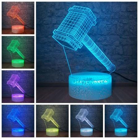 3D Powered USB Table Lamp Visual Illusion Thor Hammer