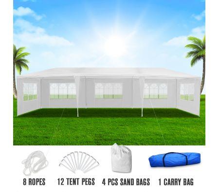 3x9m White Walled Waterproof Outdoor Gazebo