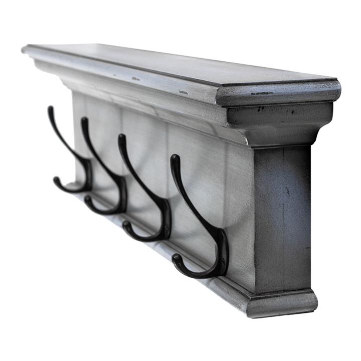 4 Hook Coat Rack Blue Black Antique