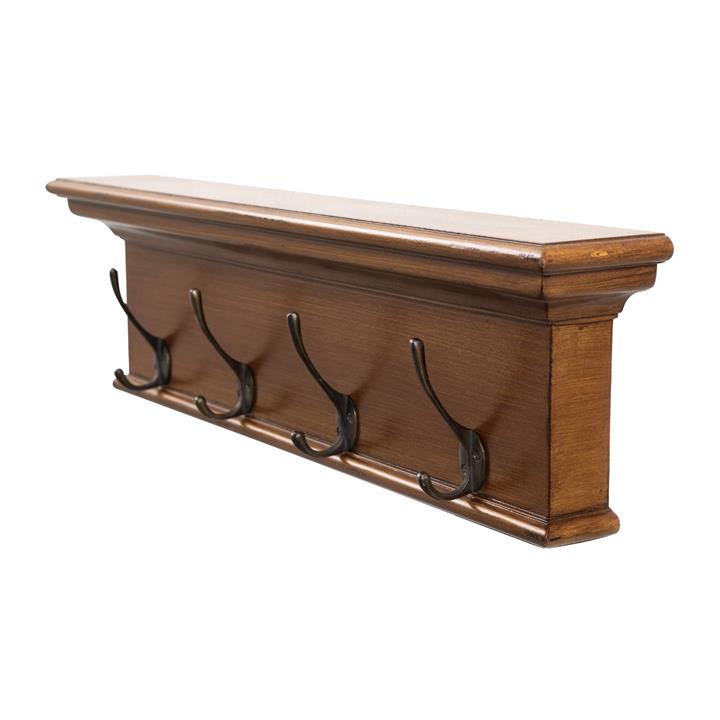 4 Hook Coat Rack Brown Antique