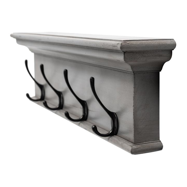 4 Hook Coat Rack Grey Brown