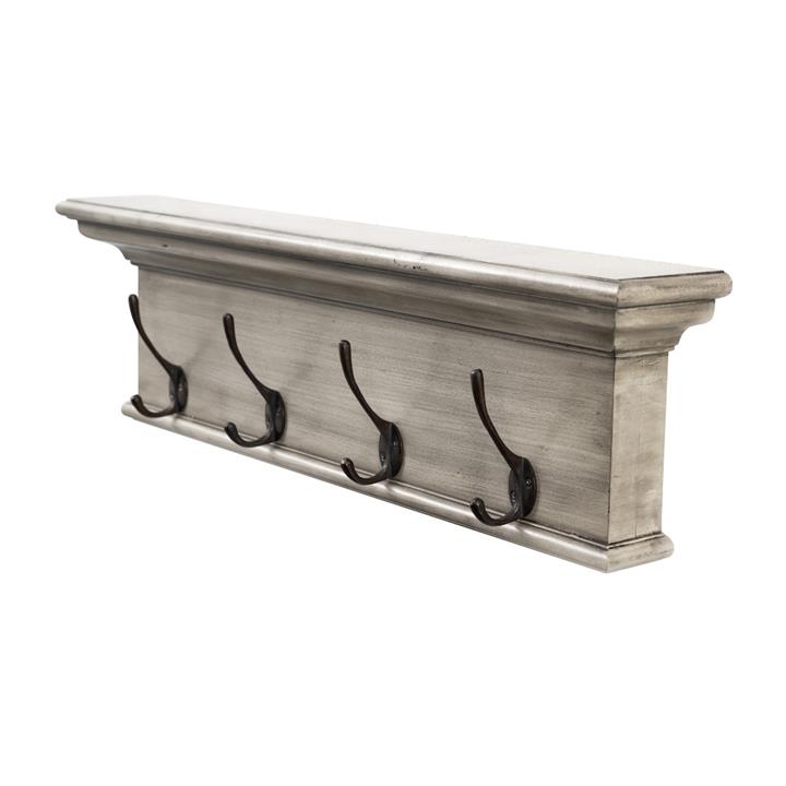 4 Hook Coat Rack White Rustic