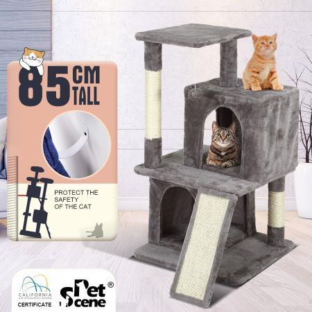4-Level Cat Scratching Post Sisal Pole Cat Condo Play Center Home Gym Sisal Scratching Ramp
