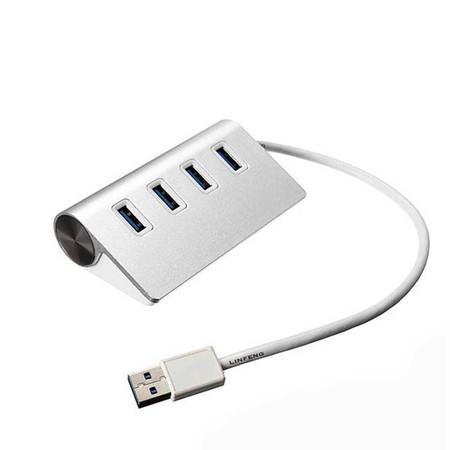 4-Port USB 3.0 Unibody Aluminum Portable Data Hub with 2ft USB 3.0 Cable for Macbook,Notebook PC,Mobile HDD and More(Silver)