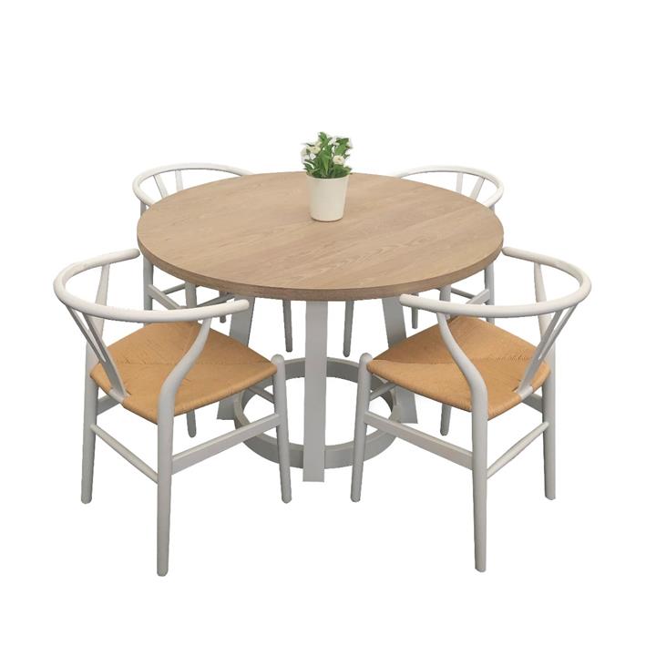 4 Seater Havana 1.2 Dining Table & White Wishbone Chair Set