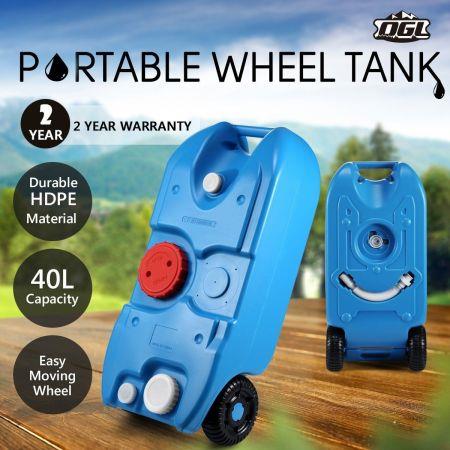 40L Wheel Water Tank Portable Outdoor Caravan Camping Motorhome Container - Blue