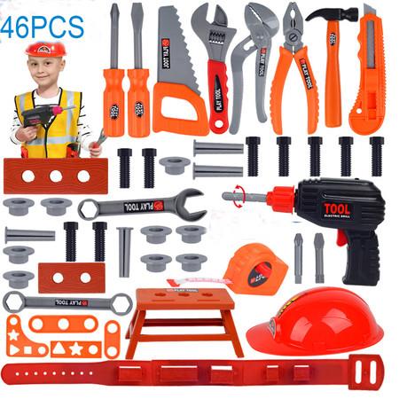 46pcs Pieces Kids Construction Toy Workbench for Toddlers Kids Workbench Construction Tool Bench Set, Boys Toy Work Shop Tools Workbench for Toddlers