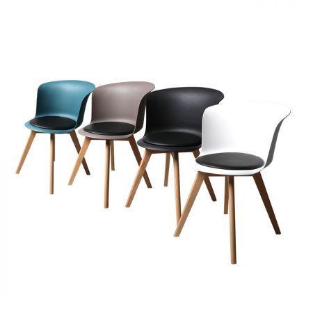 4Pcs Office Meeting Chair Set PU Leather Seats Dining Chairs Home Cafe Retro Type 1