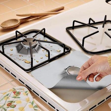 4Pcs Reusable Silver Gas Range Protector