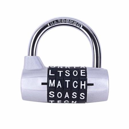 5-Digit-Letter Combination Lock Safety Padlock Col.silver