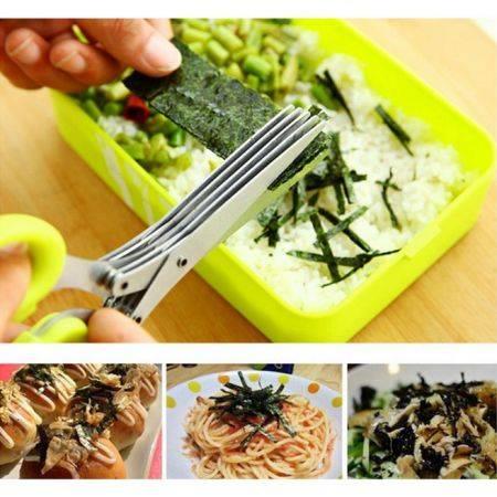5 Layer Multi Blade Herb Cutter Scissor Kitchen Chopper Paper Shredder Shradding