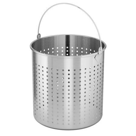 50L 18/10 Stainless Steel Perforated Stockpot Basket Pasta Strainer with Handle
